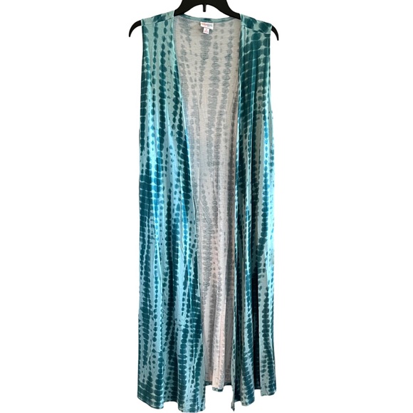 LuLaRoe Women’s Aqua Tie Dye Long-Length Tunic Vest Layering Piece Size Small - Picture 10 of 10